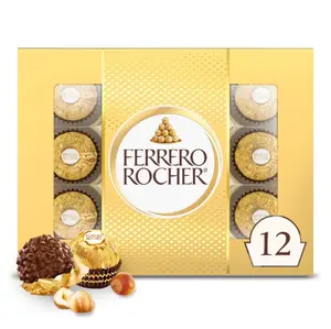 Ferrero Rocher Gourmet Hazelnut Milk Chocolate Gift Box, 12ct 5.3 oz
