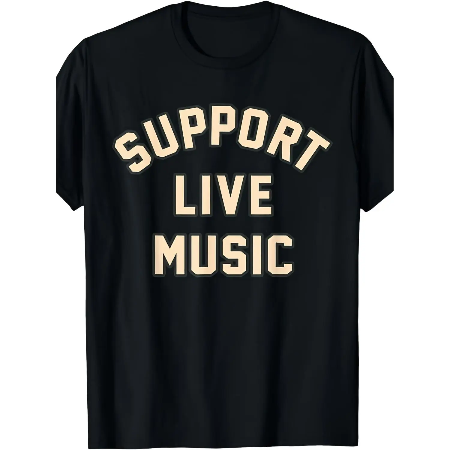 Support Live Music Musicians Local Bands Artists Music Lover Cotton T-shirt Unisex 2025 Summer Short Sleeve Printed 220G