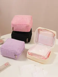 Small Travel Makeup Bag, Compact Mini Cosmetic Pouch, Handheld Cosmetic Pouch, Portable Multi-Functional Storage, Girls Sanitary Napkin Holder, Ideal Gift for Girlfriend, Makeup Organizer, Zipper, Travel Cosmetic Bags, Travel Beauty Bag