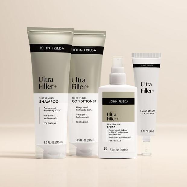John Frieda Complete ULTRAfiller+ Thickening Line, Includes Thickening Shampoo, Conditioner, Spray + Scalp Serum!