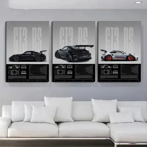 3 Counts Wooden Framed Canvas, Porsche GT3 RS Series Poster, Exquisite Fashion Poster, Perfect Living Room Decoration, Modern Art, Family Poster, Wall Art Decoration, Ideal Gift, Waterproof, Artwor