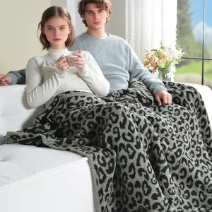 Leopard Print Blanket 50"x60" Soft 100% Polyester Beige Cheetah Pattern for Bed Sofa Warm Knit Ideal Gift 60"x80"