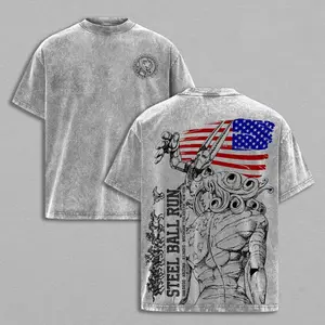 Funny Valentine JoJo T-Shirt, Steel Ball Run Anime Tee, D4C Stand Vintage Washed Tee