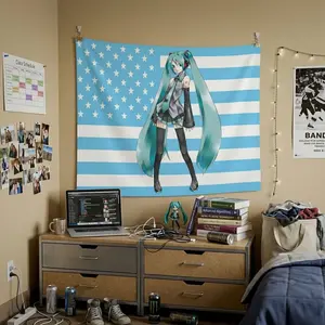 Hatsune Miku Wall Flag, Licensed Vocaloid Room Tapestry, Anime Music Fan Decor, Kawaii Gaming Dorm Wall Hanging Gift