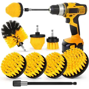 Drill Brush Attachment Set, 7 Pack 1/4in Power  Brush + Extend Long Rod, Brush Drill Attachment, Power Cleaning Scrub Brush for Bathroom, Tub, Tile, Corner, Floor