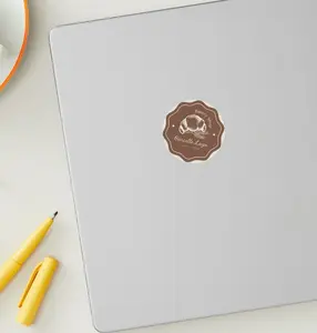 Brown and Beige Illustrated Bakery Logo Circle Sticker laptop