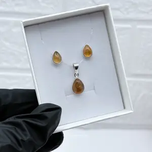 950 Silver Small Set of Citrine Quartz