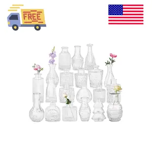 Set of 20 Glass Bud Vases,Small Clear Vases,Wedding Centerpiece Table Decorations