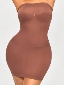 Tummy Control Shapewear with Built in Bra – No-Bounce Support, Strapless Seamless Bodysuit for Women, Firm Control Full Torso Shaper for Postpartum Everyday Wear