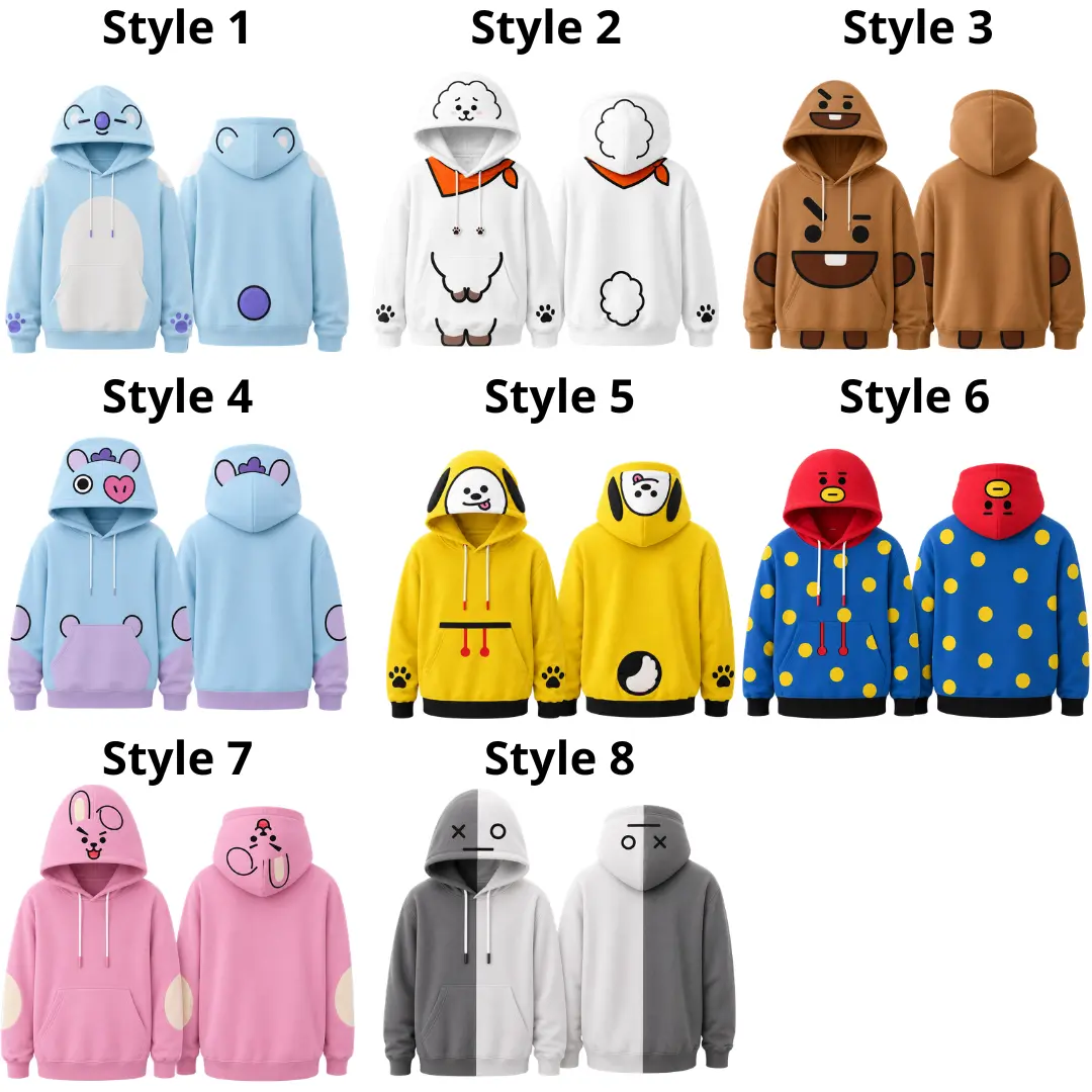 Kpop Animal Cosplay Hoodie for Kids & Adults, Cartoon Inspired Hooded Sweatshirt, Cute Gift for Anime & Kawaii Fans