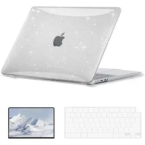 Case Compatible with MacBook Air 13 inch 2024-2022 Release M3 M2 A3113 A2681, Glitter Hard Shell&Keyboard Skin Cover&Screen Protector for Mac Air 13.6 inch Case,