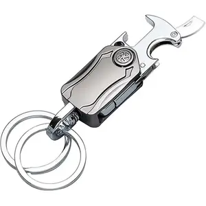 Multifunctional Heavy Duty KeyChain Key Ring with Carabiner Clip Bottle Opener & Fidget Spinners for Car Keys Compact Design New Year Gifts - Convenience