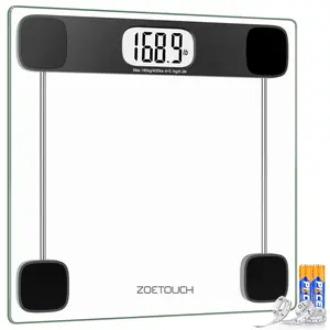 Scale for Body Weight, Accurate Bathroom Scales, Digital Weighing Machine for People, 400Lb Capacity, LCD Display, Step-On Technology, Tempered Glass, Measuring Tape Included ZOETOUCH