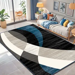 Modern Geometric Washable Rug - Soft Non-Slip Area Rug for Living Room & Bedroom | Machine Washable, Non-Shedding