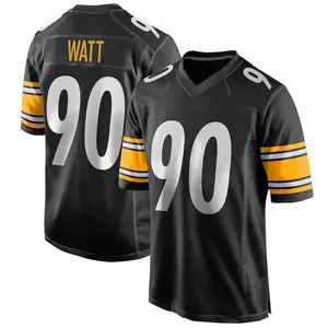 Pittsburgh Watt 90 Black/White/Gold Football Player Game Jerseys Sports Stitched T-shirts Top for Men Women Youth Boys Girls Comfortable & Stylish