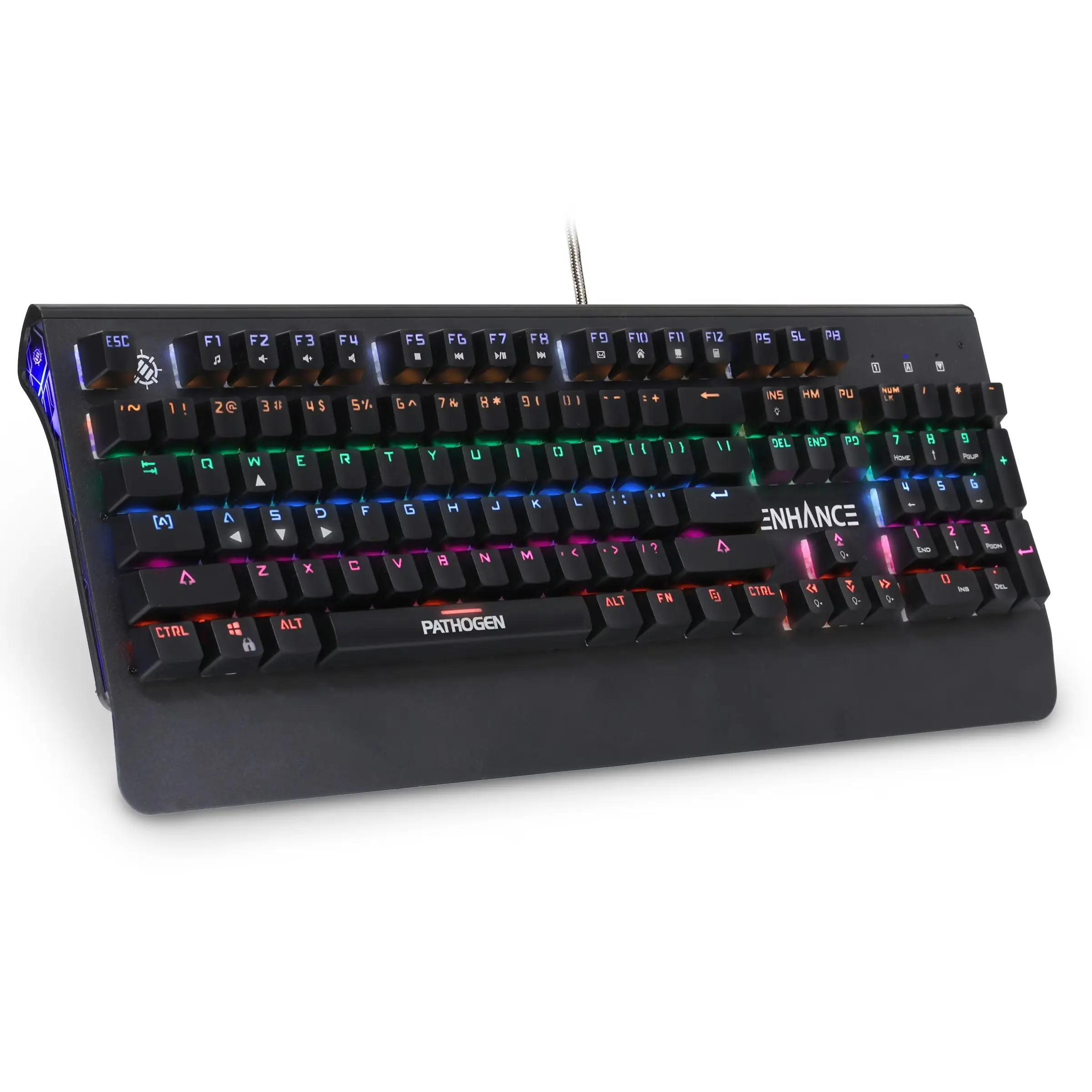 Blue Tactile Mechanical Gaming Keyboard for Personal Computers - Wired USB, Durable Switches, Feel Every Keystroke, Satisfying Feedback, 7 Rainbow LED Lighting Effects, for Serious Typists & Coding