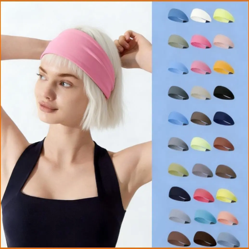 Women's Wide Brim Sports Headband Sweat Wicking Non Slip Yoga Running Fitness Gym Soft Breathable Sweatband