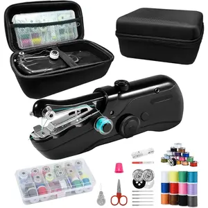 Handheld sewing machine, beginner's sewing kit with storage, two power  modes, electric , simple operation, portable mini, beginner's sewing machine.Black Pro