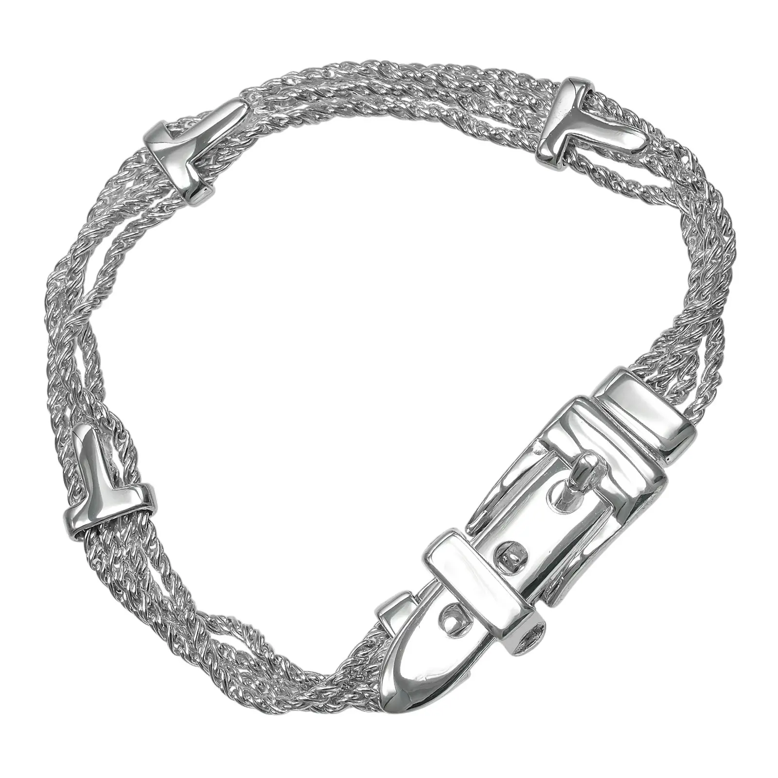 Pre-owned Tiffany & Co. Sterling Silver 925 (Ag925) Small Leather Goods T Rope Buckle Silver925 Bracelet