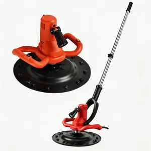 6-Speed Electric Concrete Polisher with LED Light, Handheld Cement Surface Finisher for Wall & Floor Smoothing