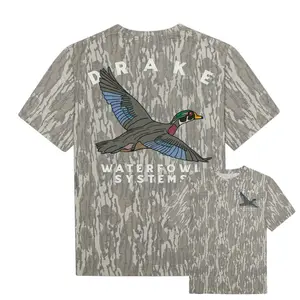 Drake Waterfowl Camo T-Shirt with Flying Duck Graphic – Men’s Outdoor Hunting Tee