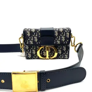 Pre-owned Dior Leather Crossbody Bags 30 Montaigne Box Bag Oblique Canvas