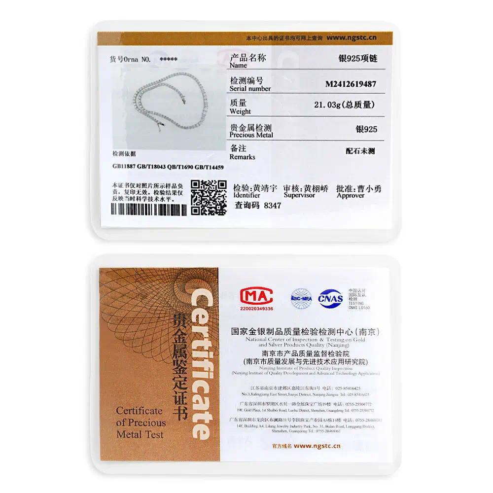 TY GRA Certified Moissanite Tennis Necklace 2/3/4/5/6.5mm Solid   Sterling Silver Diamond Tennis Necklaces for Women Man