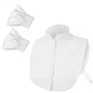3pcs White Sleeve Cuffs Women, Versatile Shirt Cuff, Dickey Collar Blouse Half Shirts False Collar, Pleated Oversleeve, Detachable Shirt Wrist Cuff, Suit Sleeve Extender for Fake Collar Suit Blouse Costume Accessory outdoorfun