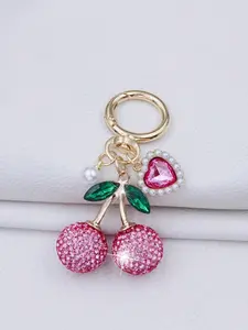 Cherry Pearl Heart Elements Keychain for Handbags, Exquisite Bag Charm for Gifts, Perfect for Ramadan Christmas Valentines Day