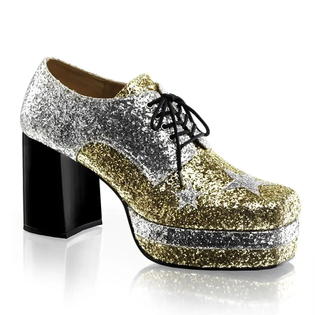Funtasma Glamrock-02 Women's Lace Up Oxford Black Glitter