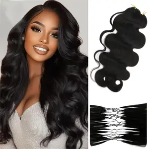 Body Wave Feather Crochet Human Hair Extension 1/2/3/4/5 Packs Pre Separated Natural Black Lightweight 60g Packs Soft Full Look Perfect For Protective Styles braids half