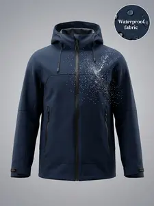 Spring Autumn Unisex Casual Mountain Outdoor Hooded Jacket, Windproof Waterproof Hiking Coat, Plain Color, Men's Women's Clothing, Outdoor Sports Outerwear, Sport Outdoor Clothes