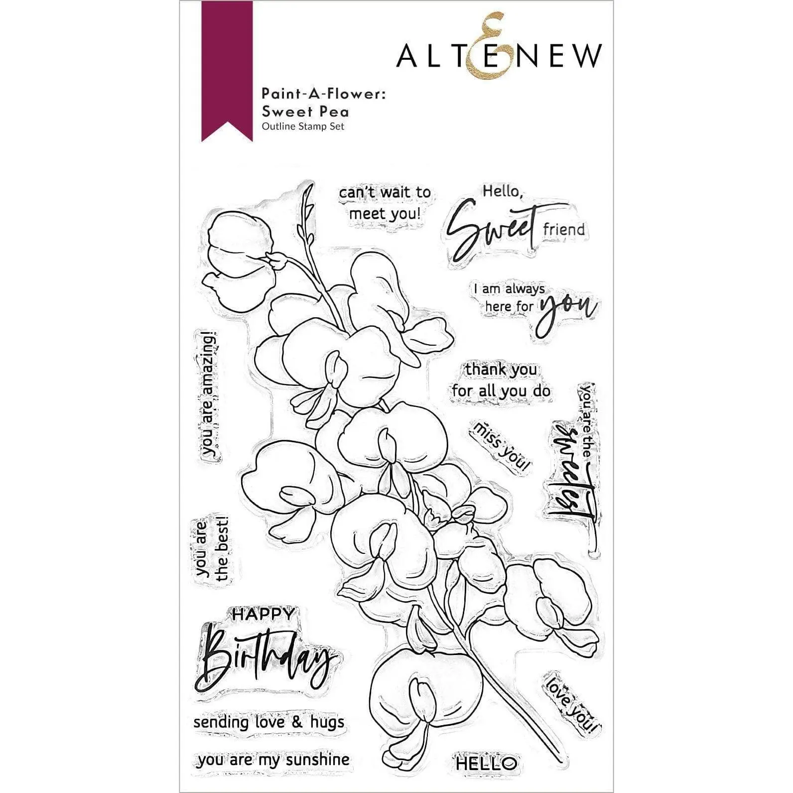 Paint-A-Flower: Sweet Pea Outline Stamp Set