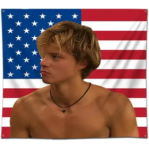 JJ American Flag 3x5Ft Funny Tapestry for Wall Hanging College Dorm Decor Indoor Bedroom Outdoor Decoration Banner with 4 Brass