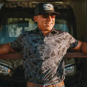 Camo Men's Black Retro Camo Golf Polo Shirt Print Polo Golf Shirt, Masters Golf Tournament, Perfect Outdoor for men