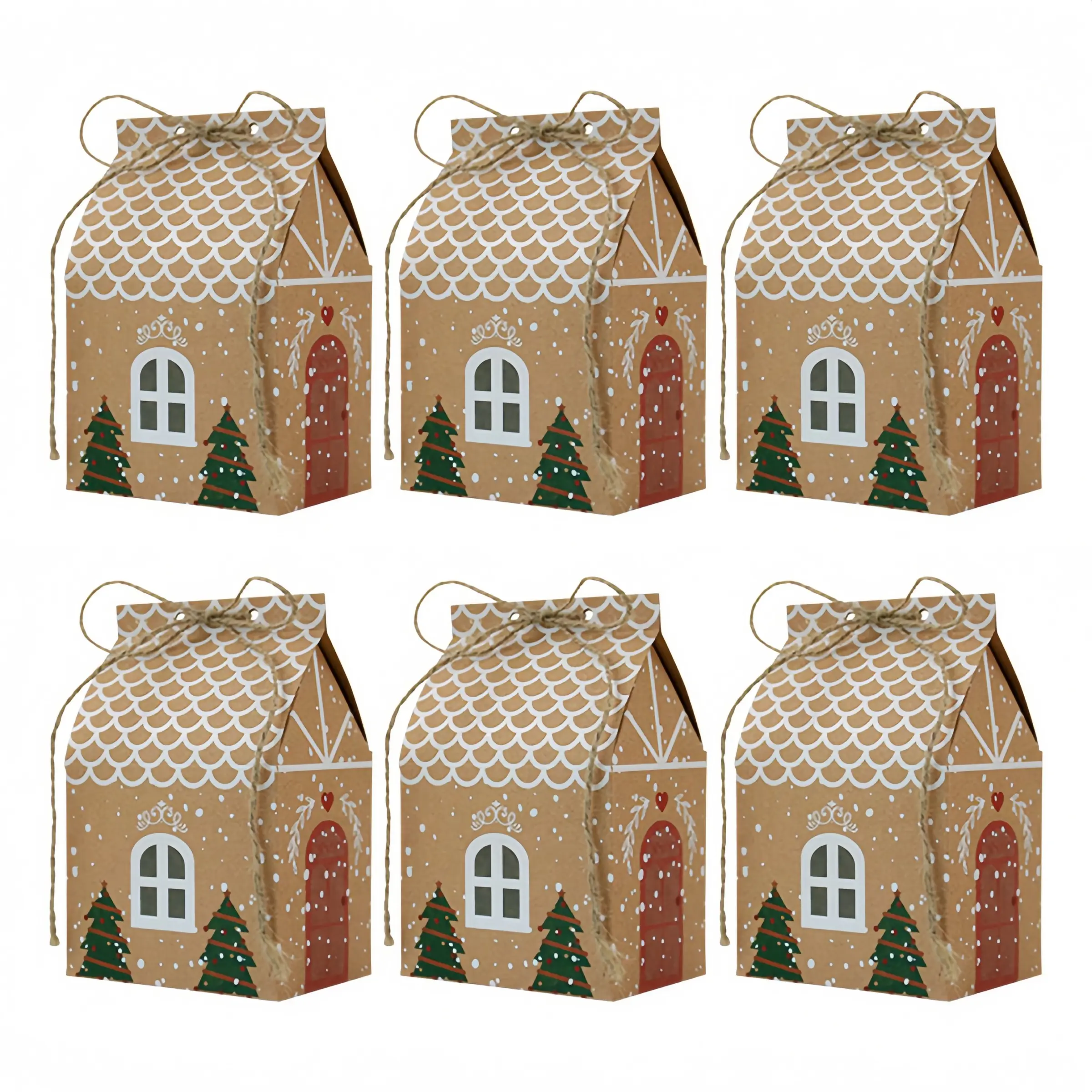Christmas Gift Boxes Set, Gift Wrapping, 10/30/50pcs Christmas Party Supplies, Kraft Paper Holiday Decorations, Mini Candy & Cookie Containers