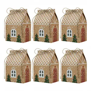 Christmas Gift Boxes Set, 10/30/50pcs Christmas Party Supplies, Kraft Paper Holiday Decorations, Mini Candy & Cookie Containers