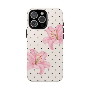 Tiger Lily Phone Case with Polka Dots – Stylish, Slim & Everyday Protection for iPhone