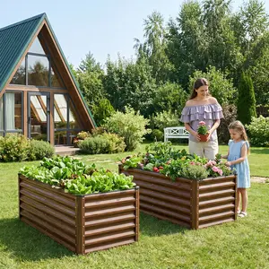 【Deals For You Days】SnugNiture Raised Garden Bed 2-Pack 4x2x2 ft Module Metal Planter Box for Planting Plants Vegetables,Flowers