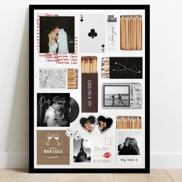 Editable Matchbook Poster Template, Blank Matchbook Template, Matchbox Art, Anniversary Gift, Custom Art Unframe