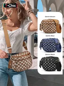 Large Denim Crossbody Bag for Women, Large Capacity Jean Shoulder Bag, Denim Shoulder Satchel, Stylish Purses and Handbags with Adjustable Strap and Coin Purse, Ladies' Saddle Bag, Girls Sling Bag for Commuting, Shopping, Dating