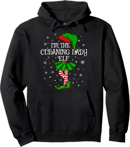 Cleaning Lady Elf Christmas Family Group Women Girls Xmas Pullover Hoodie - Rivkafia Shop 32B0FV7TBHDN