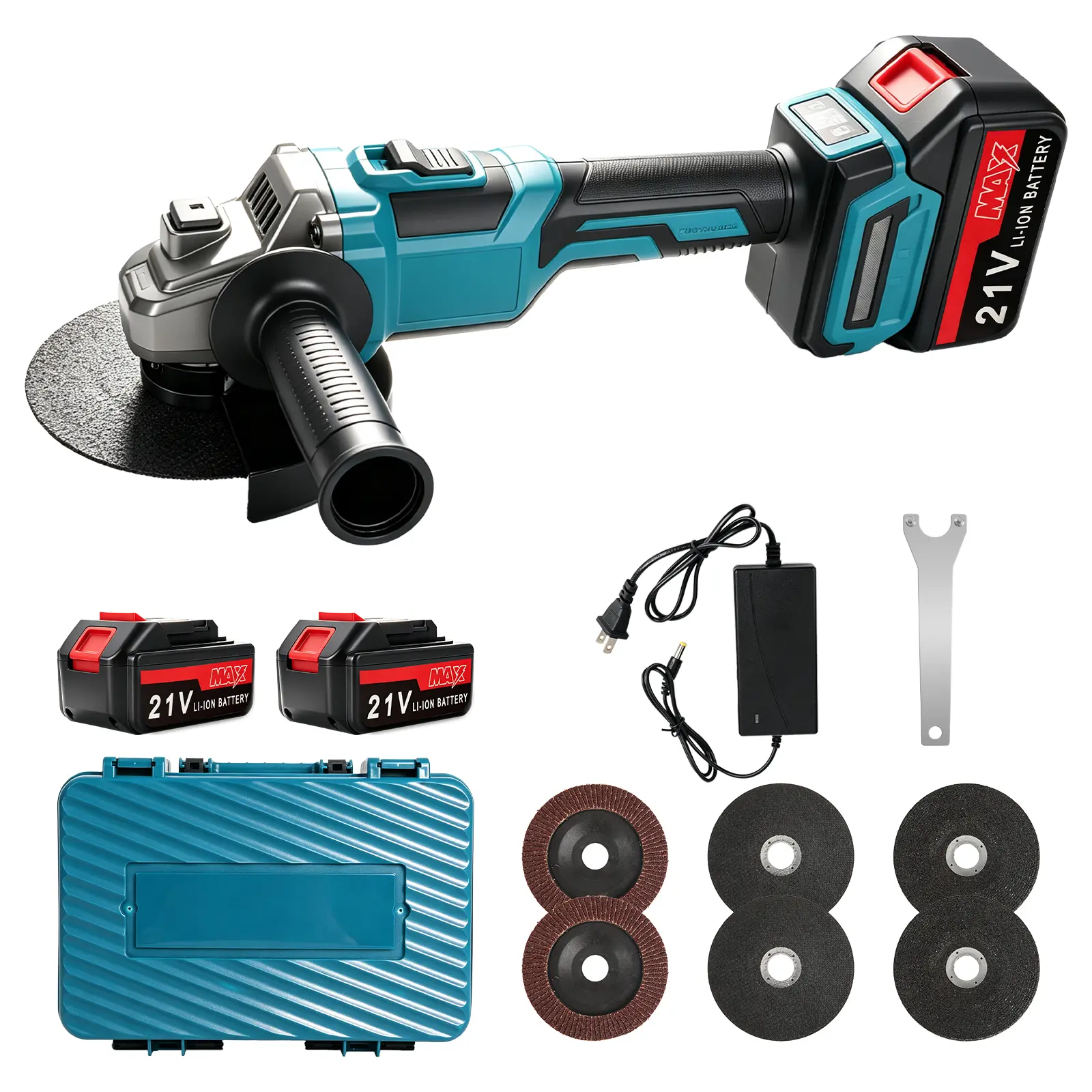Cordless Angle Grinder with 2X 4.0Ah Batteries, 4-1/2 Inch 21V Battery Grinder,Brushless Grinders 11000 RPM, Adjustable 3-speed for Metal Cutting, Grinding, Polishing, Rust Removal