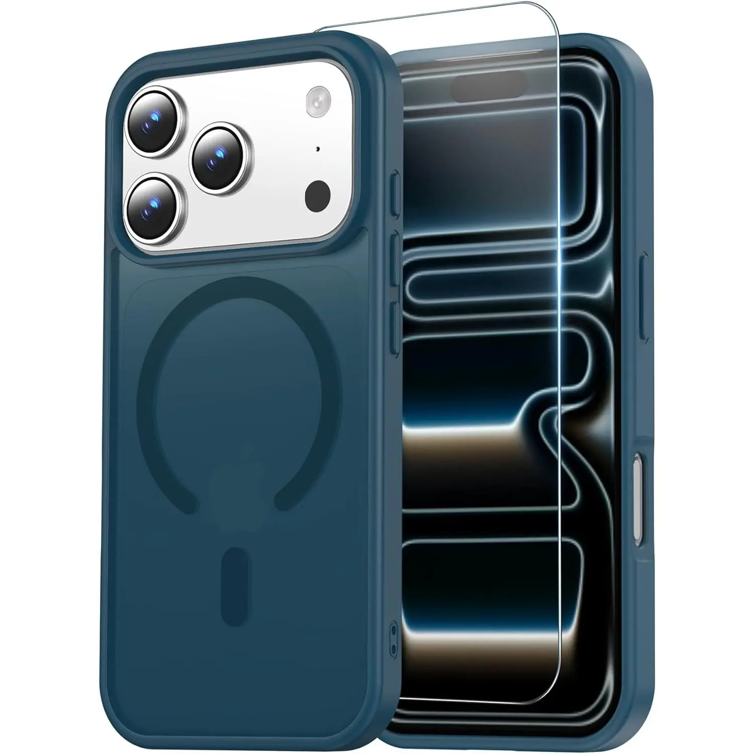 for iPhone 17 Pro Max Case with Screen Protector, Compatible with Magsafe, Anti-Yellowing, Military-Grade Protection, Shockproof Slim Magnetic Phone Case Cover, Dark Blue
