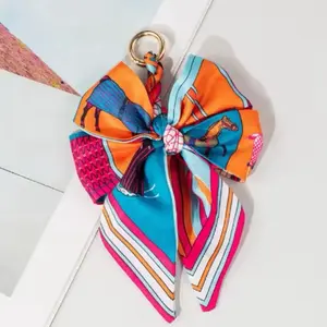 Elegant Bow Bag Charm Women's Bag Extender Chain Purse Strap Exquisite Silk Bowknot Scarf Decoration Replacement Chain for Handbags Purse with Colorful Bow Design