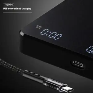 High-Precision Coffee Scale Food Scale with Integrated Timer & Large LCD Display for Drip Espresso Pour-Over Brewing USB-C Charging Compact Portable Design