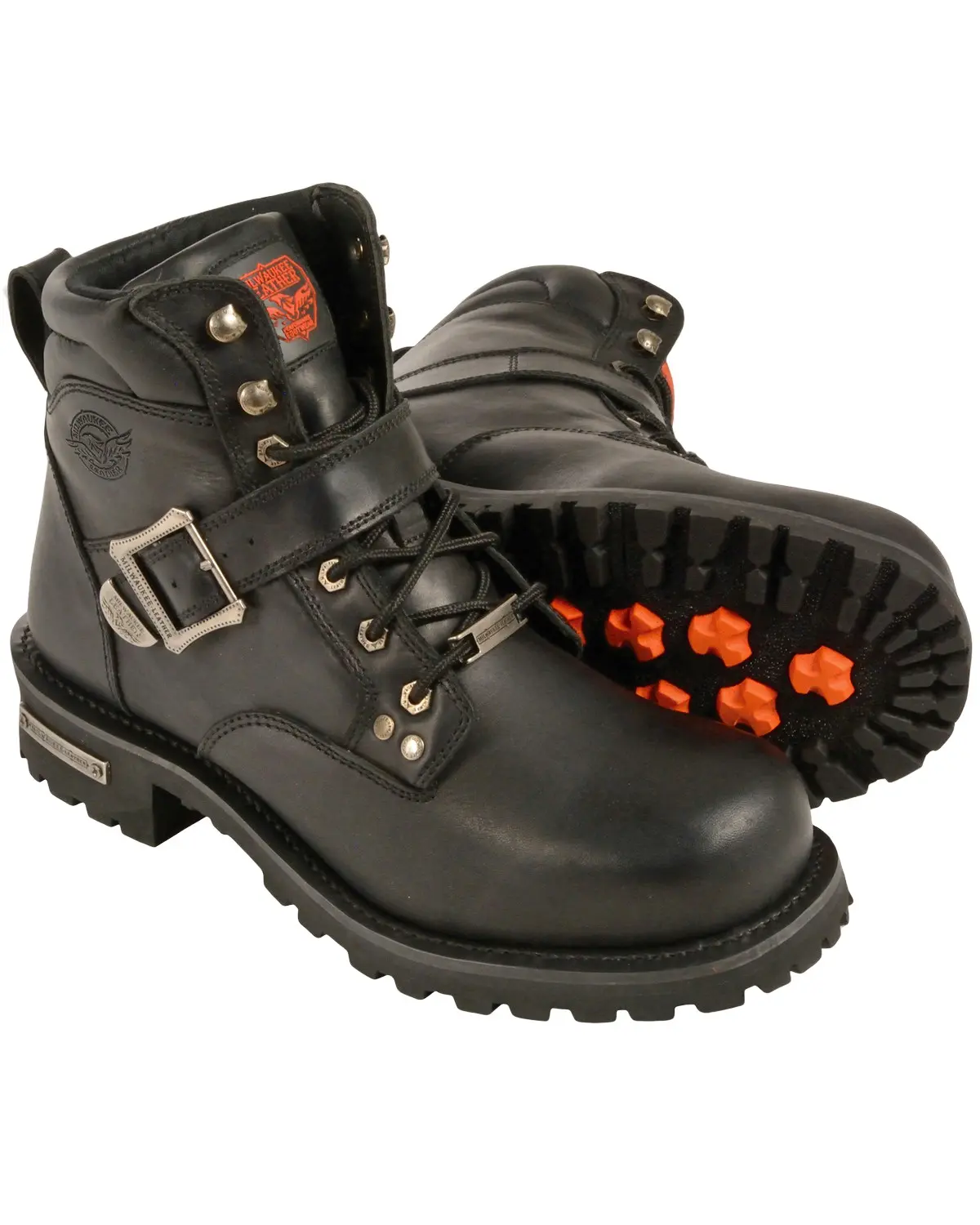 Milwaukee Leather Men's Men'S 6" Side Buckle Boot Round Toe Wide - Mbm9010w