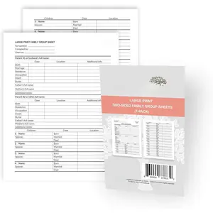 LARGE PRINT Two-Sided Family Group Sheets for Genealogists (7-pack) by  | Archival-Quality Genealogy Forms