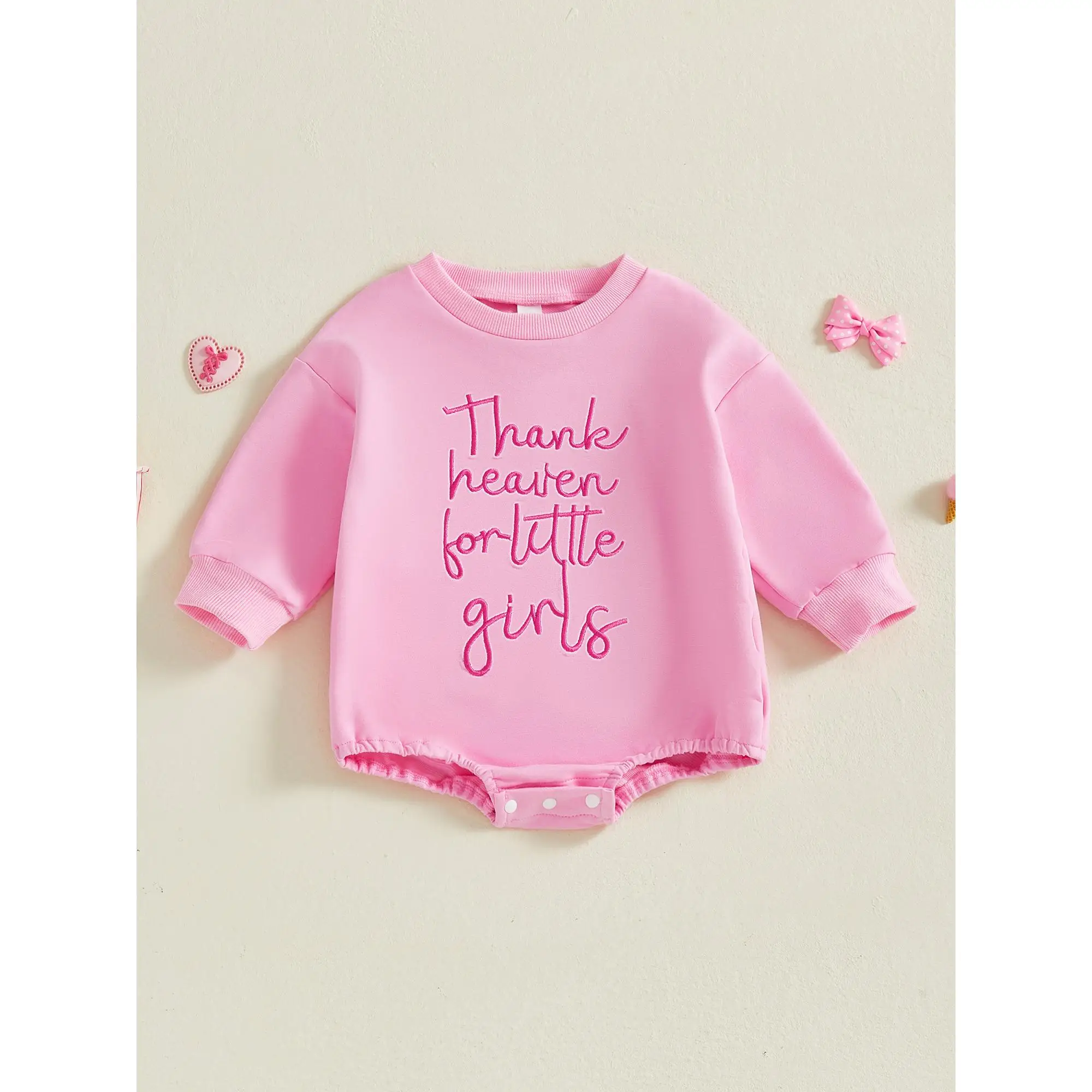Baby Girls Fall Romper Letter Embroidery Long Sleeve Round Neck Bubble Jumpsuit 2025 Sleeve Round Neck 3D Bodysuit Newborn