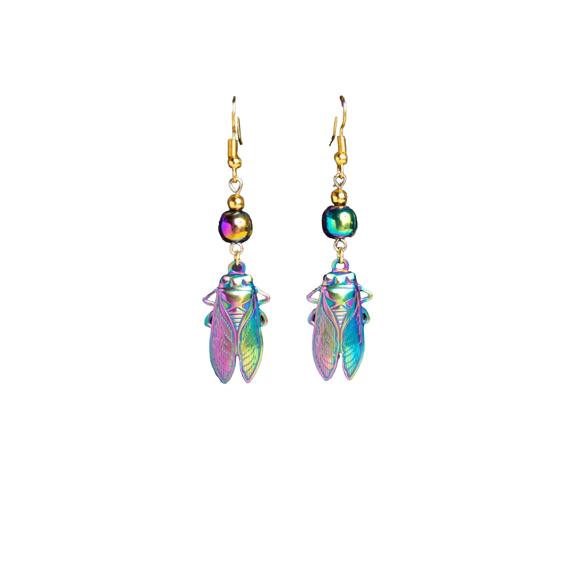Iridescent Cicada Earrings - Elegant Design with Unique Shimmering Finish, Lightweight and Stylish for Any Occasion